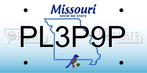 PL3P9P Missouri License Plate