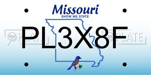 PL3X8F Missouri License Plate