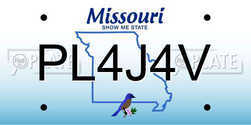 PL4J4V Missouri License Plate