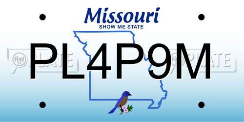PL4P9M Missouri License Plate