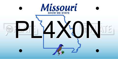 PL4X0N Missouri License Plate