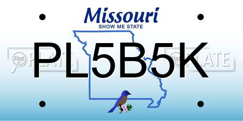 PL5B5K Missouri License Plate