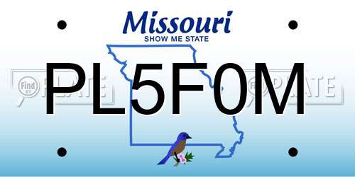 PL5F0M Missouri License Plate