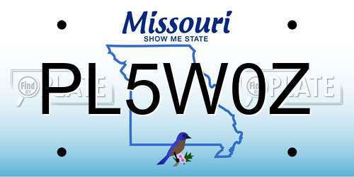 PL5W0Z Missouri License Plate