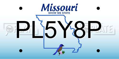 PL5Y8P Missouri License Plate