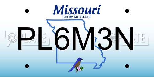 PL6M3N Missouri License Plate