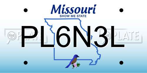 PL6N3L Missouri License Plate