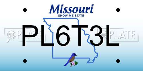 PL6T3L Missouri License Plate