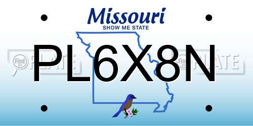 PL6X8N Missouri License Plate