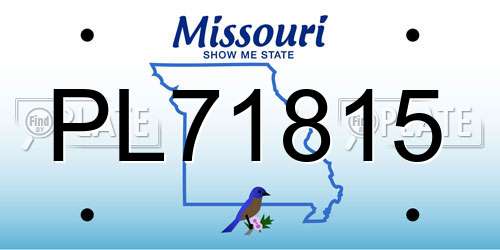 PL71815 Missouri License Plate