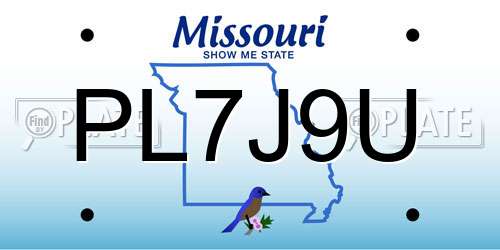 PL7J9U Missouri License Plate