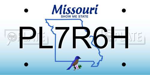 PL7R6H Missouri License Plate