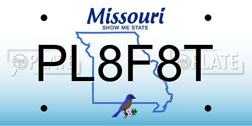 PL8F8T Missouri License Plate
