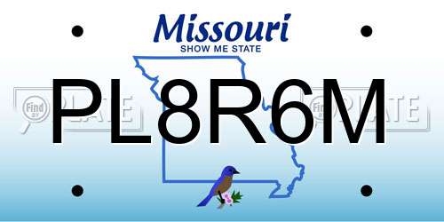 PL8R6M Missouri License Plate