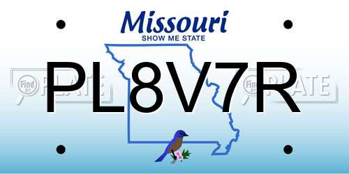 PL8V7R Missouri License Plate