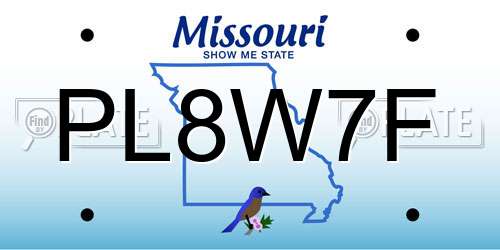 PL8W7F Missouri License Plate
