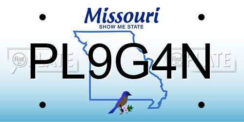 PL9G4N Missouri License Plate