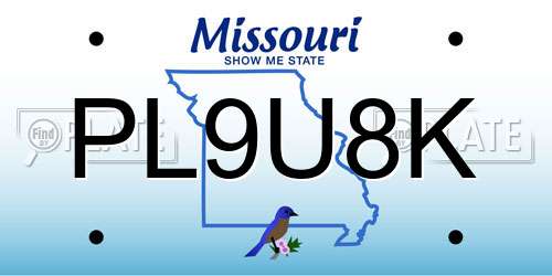 PL9U8K Missouri License Plate