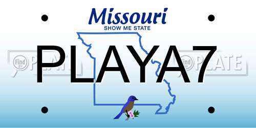 PLAYA7 Missouri License Plate