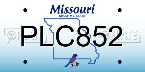 PLC852 Missouri License Plate