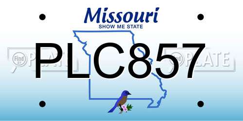 PLC857 Missouri License Plate