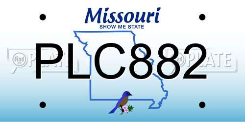 PLC882 Missouri License Plate