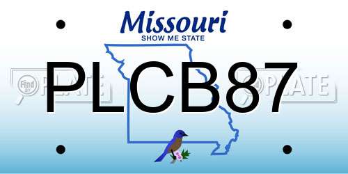 PLCB87 Missouri License Plate