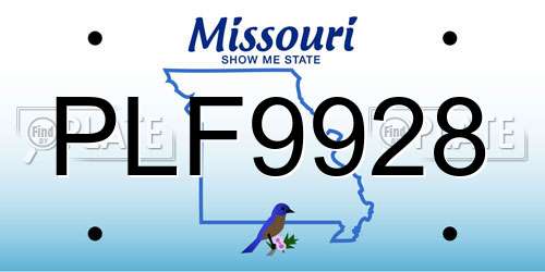 PLF9928 Missouri License Plate
