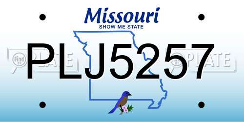 PLJ5257 Missouri License Plate