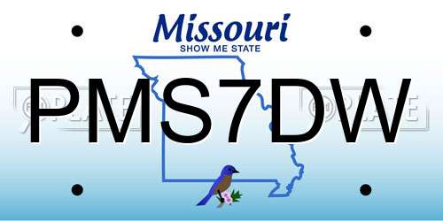 PMS7DW Missouri License Plate