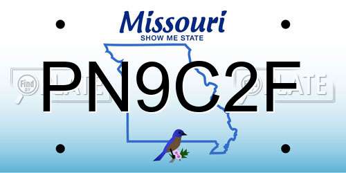 PN9C2F Missouri License Plate