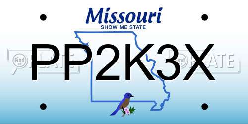 PP2K3X Missouri License Plate