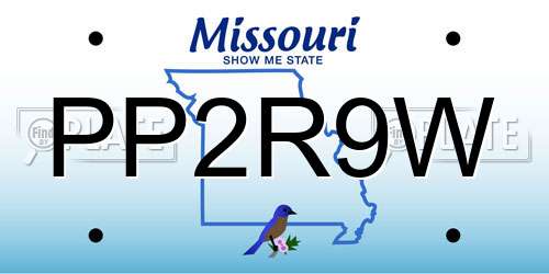 PP2R9W Missouri License Plate