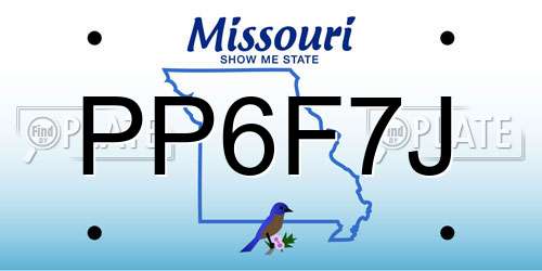 PP6F7J Missouri License Plate