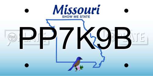 PP7K9B Missouri License Plate