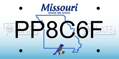 PP8C6F Missouri License Plate