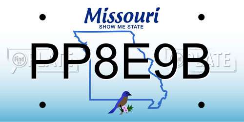 PP8E9B Missouri License Plate