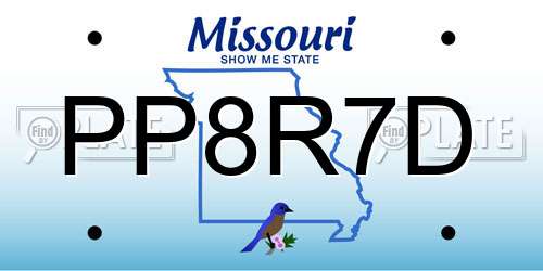 PP8R7D Missouri License Plate