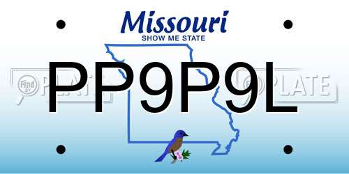 PP9P9L Missouri License Plate