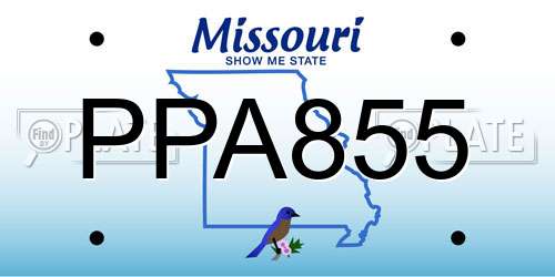 PPA855 Missouri License Plate