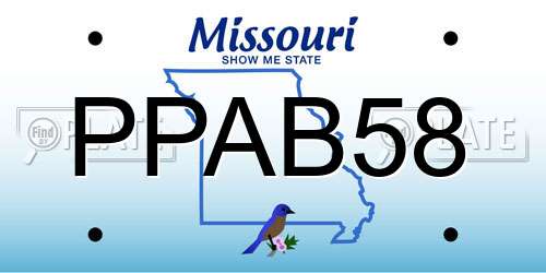 PPAB58 Missouri License Plate