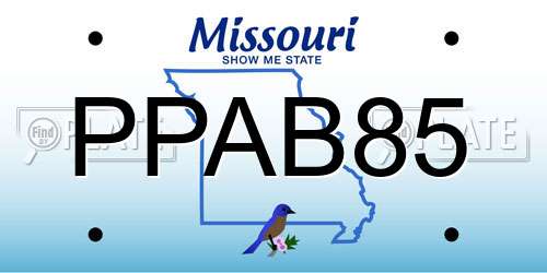 PPAB85 Missouri License Plate