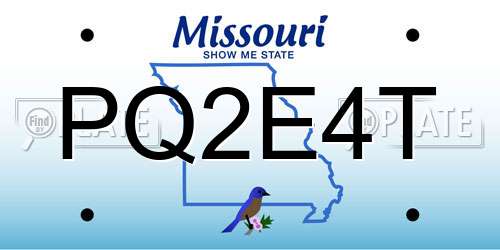 PQ2E4T Missouri License Plate
