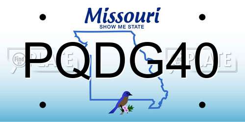 PQDG40 Missouri License Plate