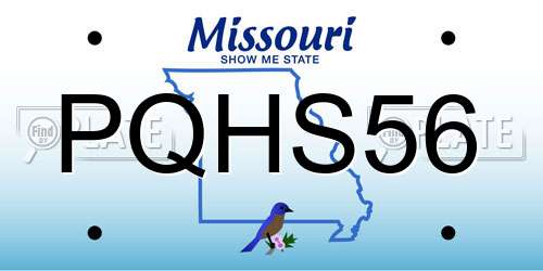 PQHS56 Missouri License Plate