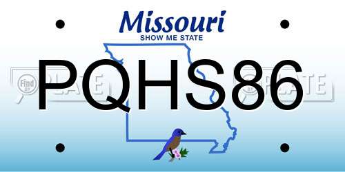 PQHS86 Missouri License Plate