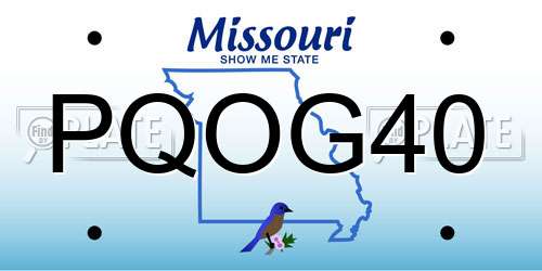 PQOG40 Missouri License Plate