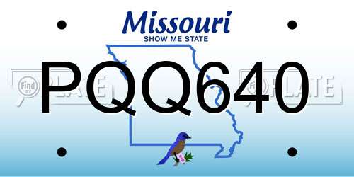PQQ640 Missouri License Plate