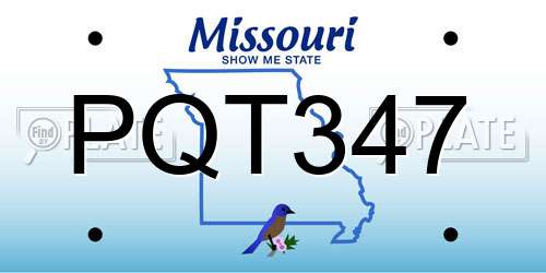 PQT347 Missouri License Plate