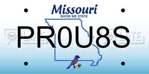 PR0U8S Missouri License Plate